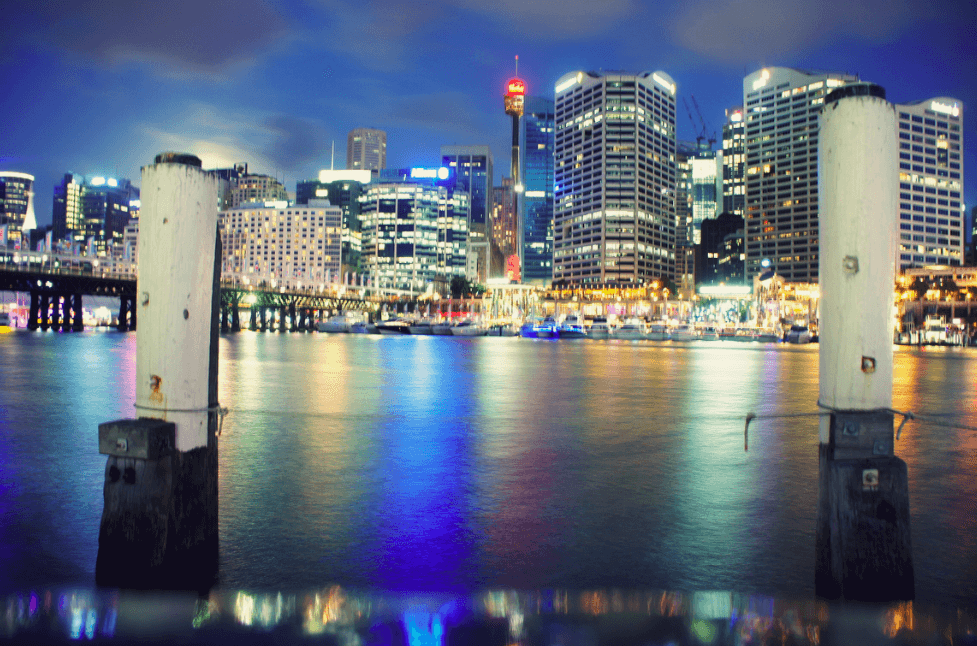 Sydney harbour night time landscape