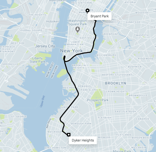 Dyker Heights uber route