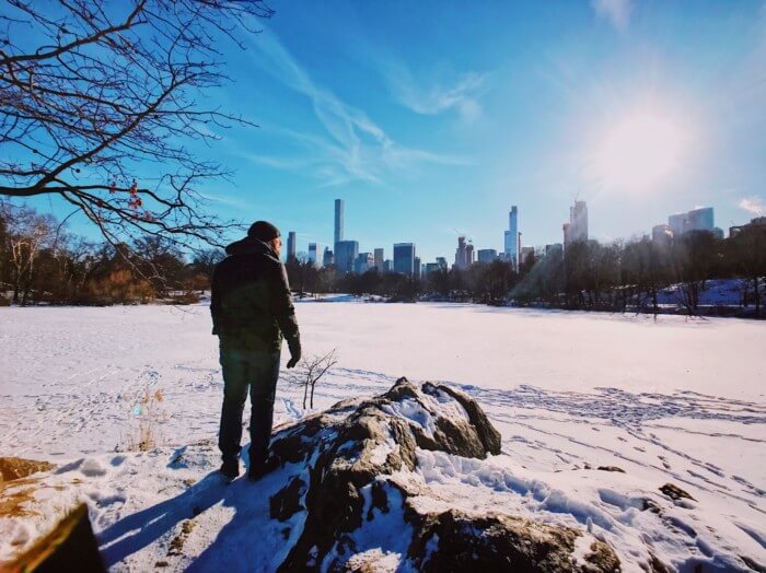 photos of central park in the snow