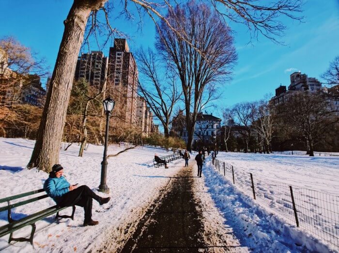 photos of central park in winter