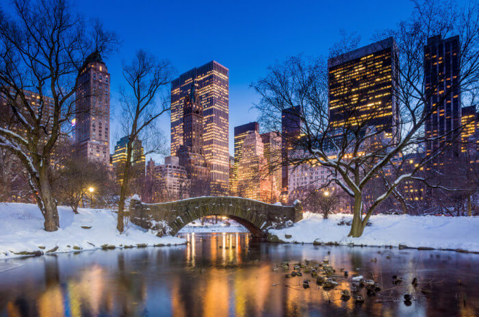 photos of central park in winter