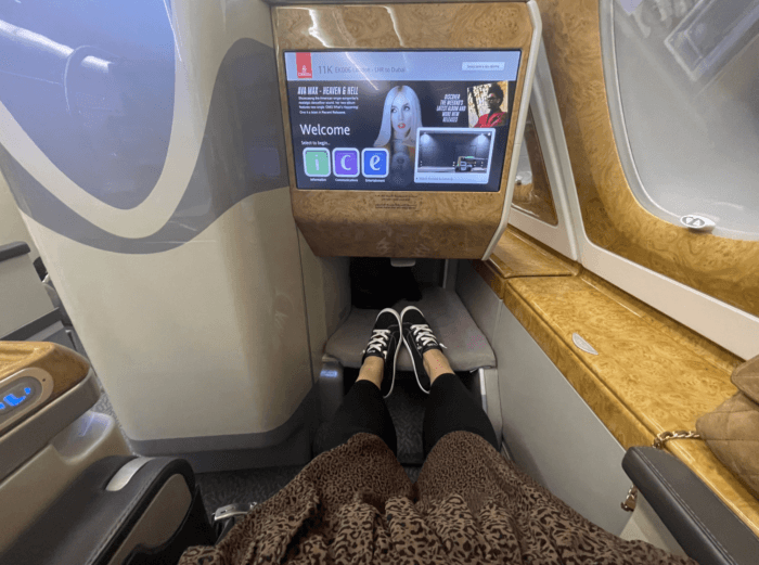 Emirates business class during pandemic 2021.