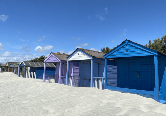 beach huts on west wittering beach 