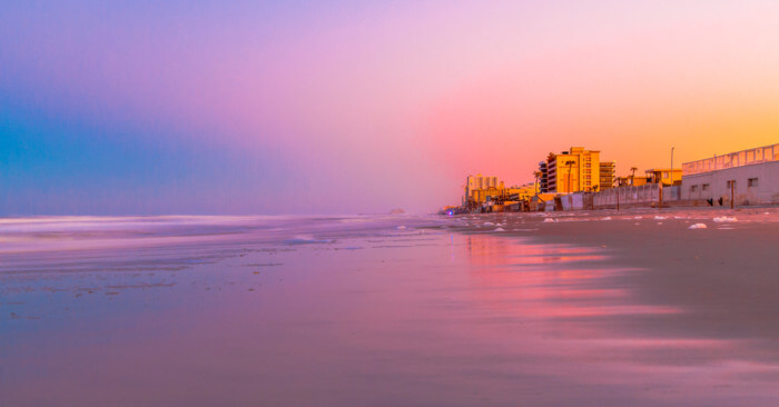 Beautiful,Ocean,Sunset,View,On,Ormond,Beach,In,Daytona,,Florida.