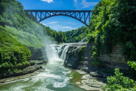 Letchworth State Park Upper Falls waterfalls in New York