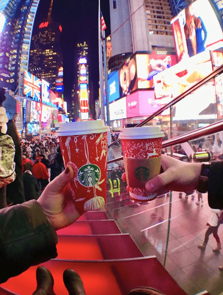 starbucks cups in Times Square NYC