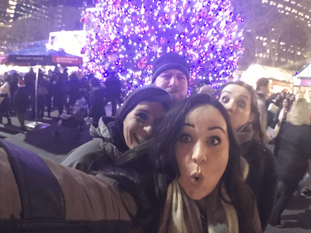 Ellie and Family at Bryant Park Winter Village in NYC