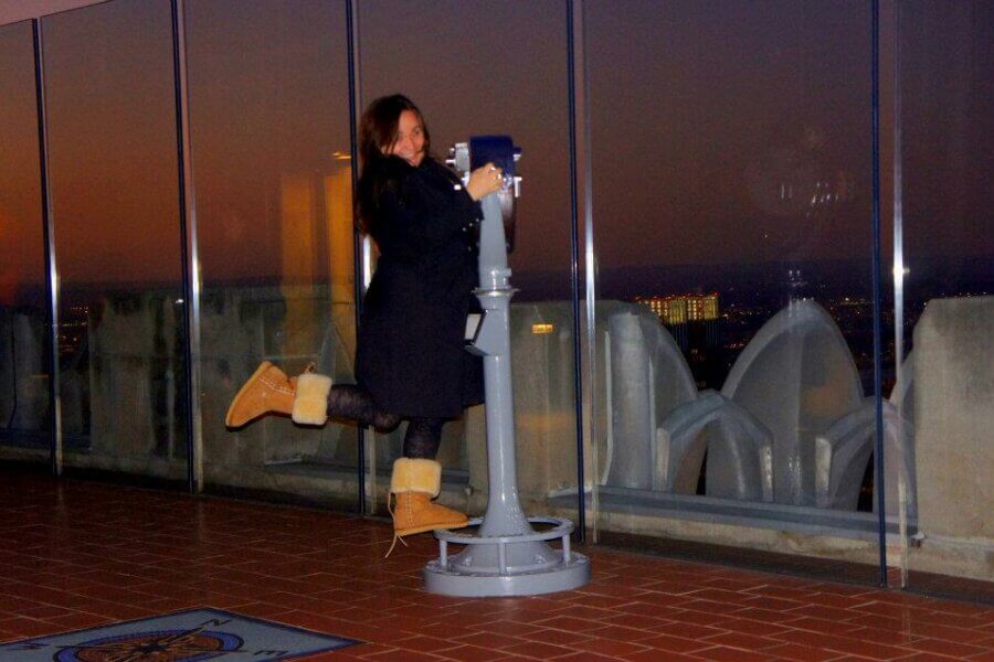 Ellie, enjoying the views in NYC from top of the rock