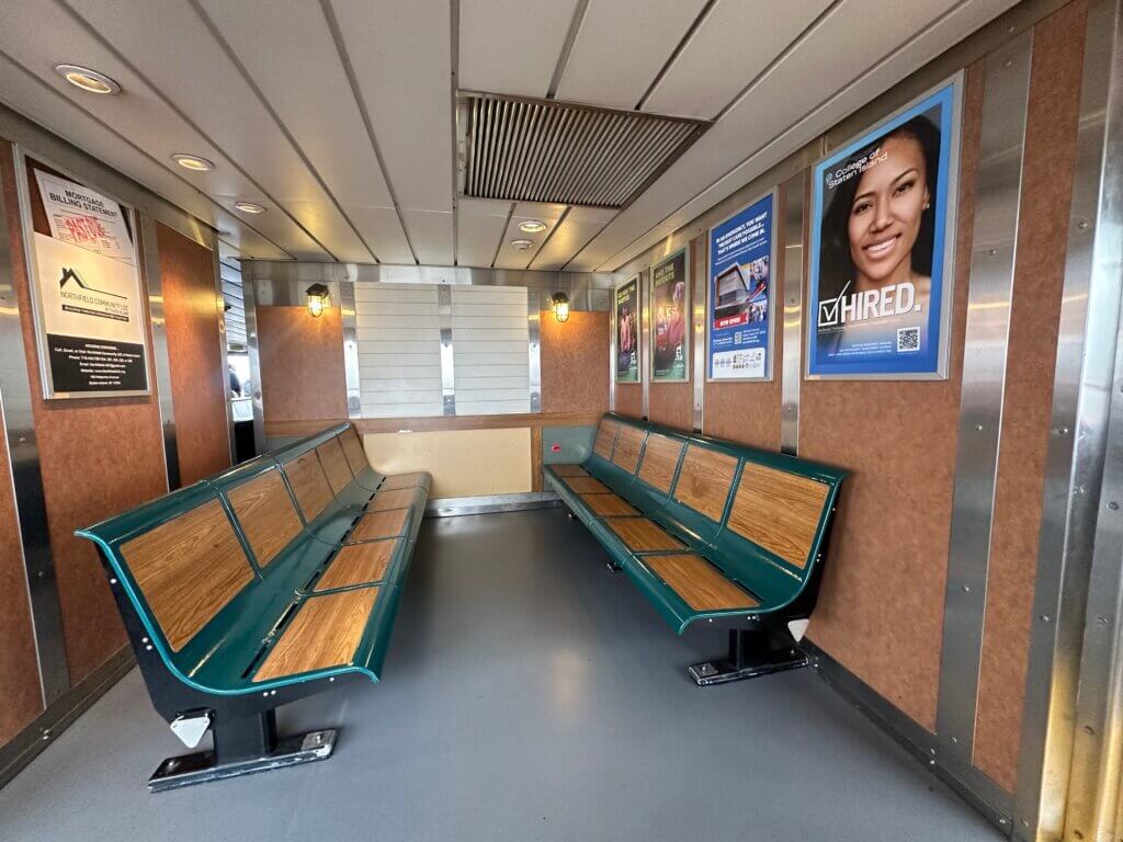 Seating options on the Staten Island Ferry