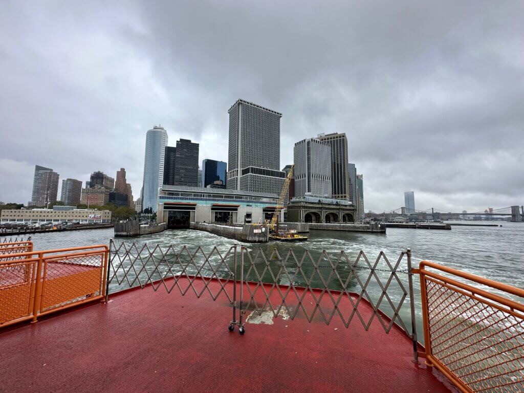 Standing on the back of the Staten Island Ferry