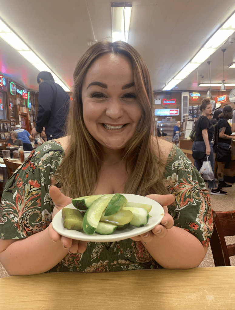 me eating at katz deli in nyc