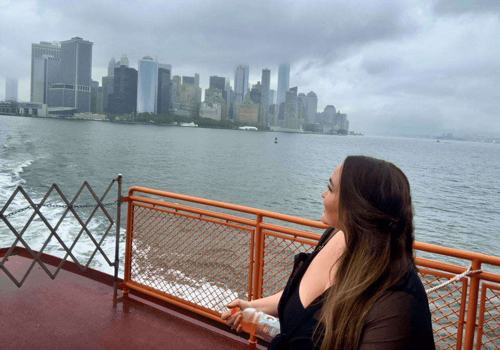 Ellie onboard the Staten Island Ferry in NYC