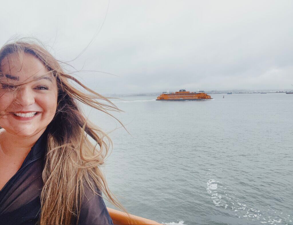 Ellie onboard the Staten Island Ferry