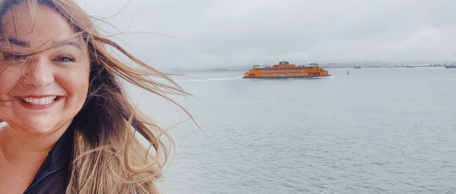 Ellie onboard the Staten Island Ferry