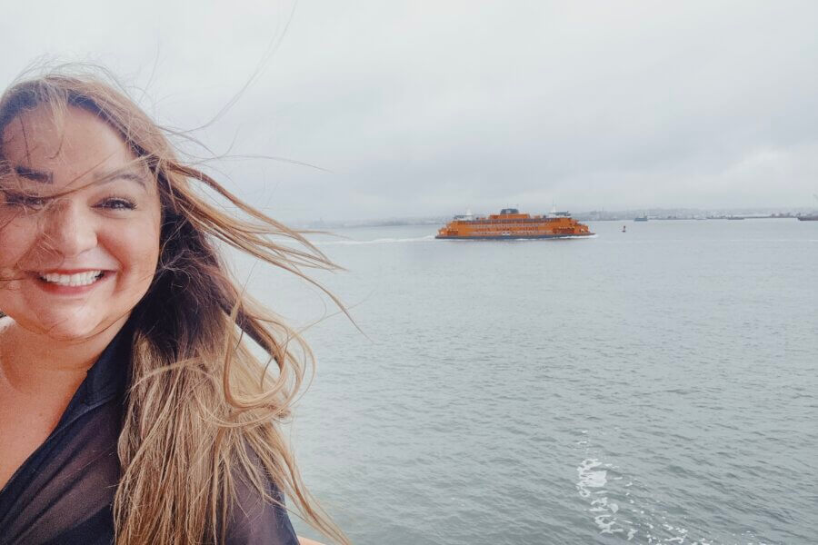 Ellie onboard the Staten Island Ferry