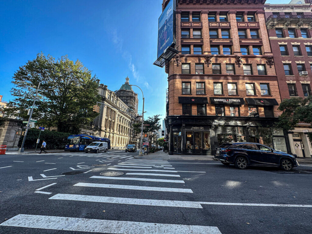 A view looking down to the Little Paris neighborhood in NYC