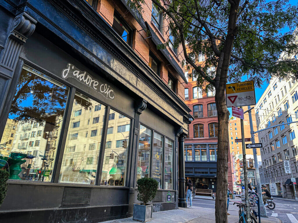 Exterior of Clic store, in Little Paris NYC