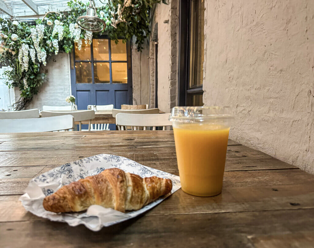 My favorite order... orange juice and a croissant at Maman in Little Paris.