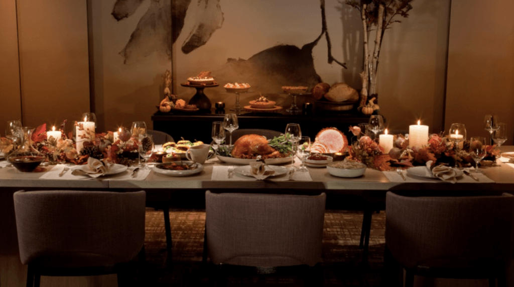 The Thanksgivng buffet table at Clement Restaurant