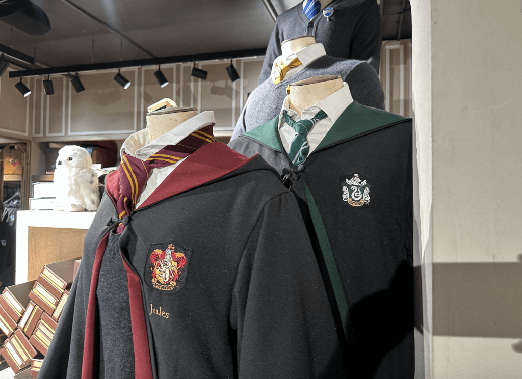 Traditional Hogwarts uniforms available at the Harry Potter store, NYC. 