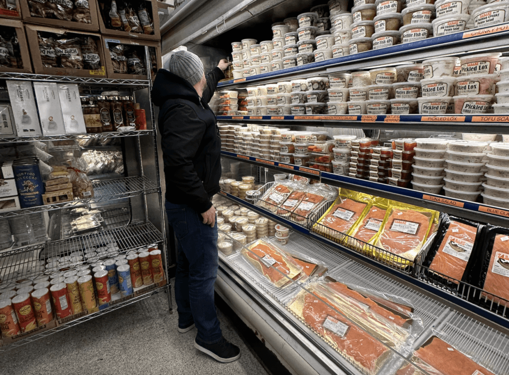 My husband in Zabar's NYC.