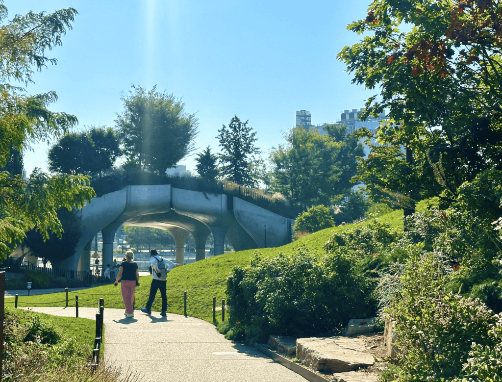 Exploring the pathways on Little Island, NYC