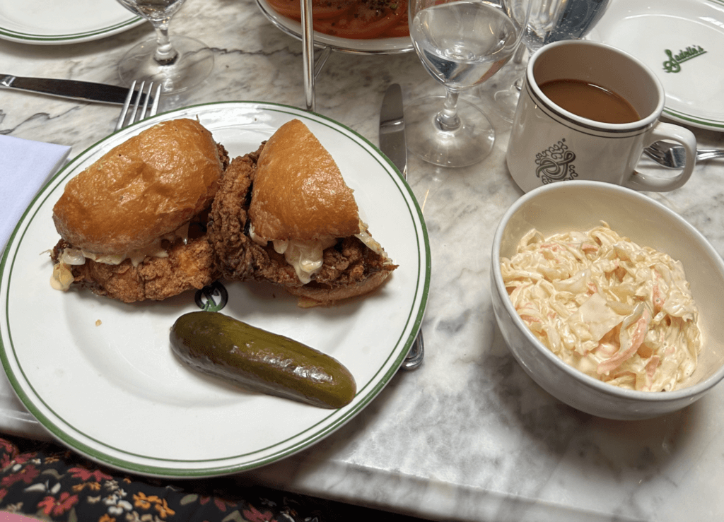 Sadelle's fried chicken sandwich