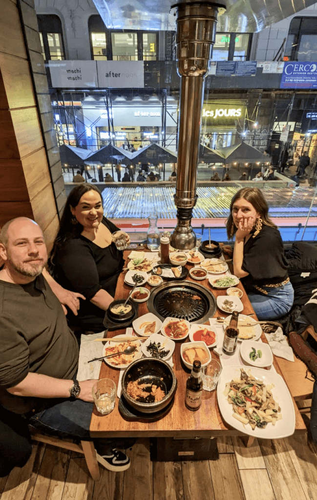 Ellie and friends at a Korean restaurant in NYC