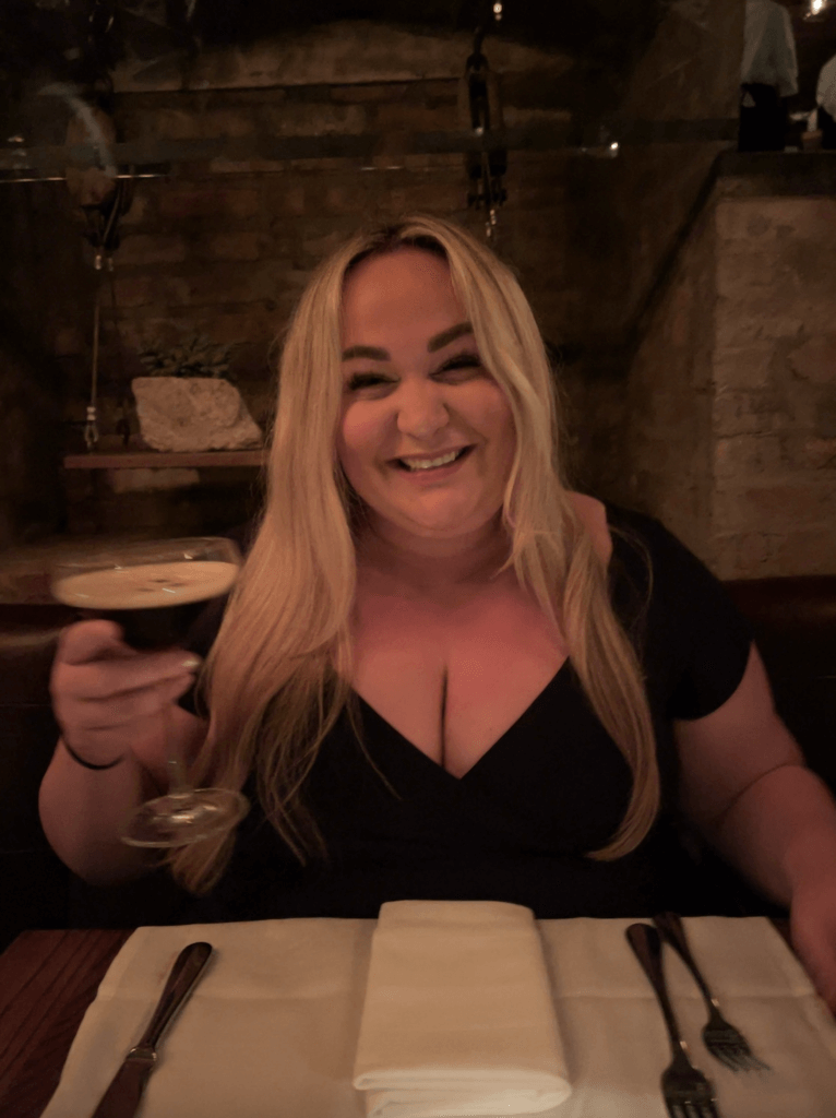 Ellie with an expresso martini