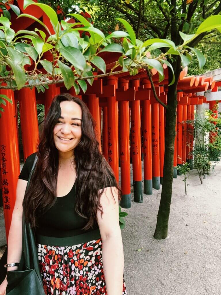 Ellie in a shrine in Fukuoka, Japan