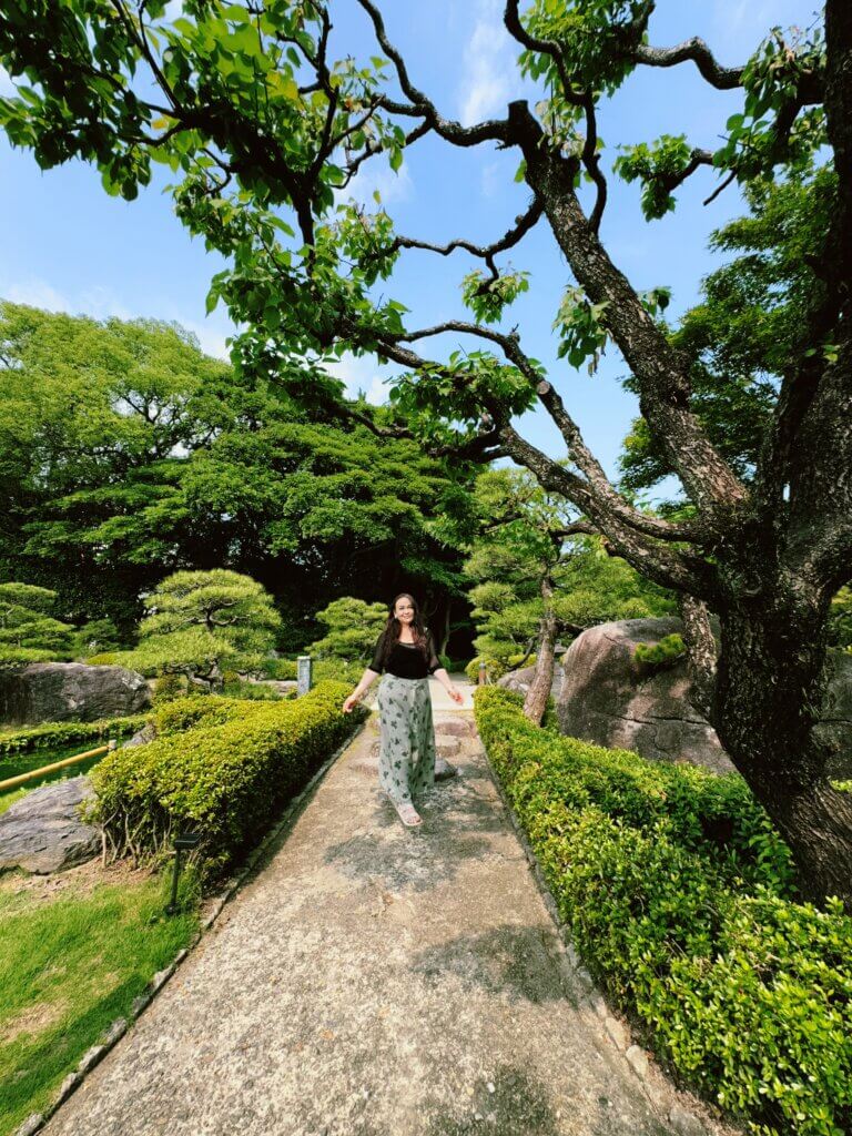 Ellie exploring a traditional Japanese Garden in Fukuoka. 
