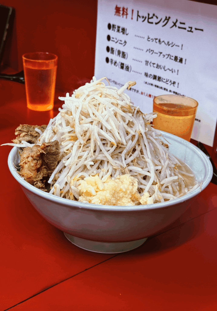 Bowl of Ramen Jiro in Tokyo, Japan. 