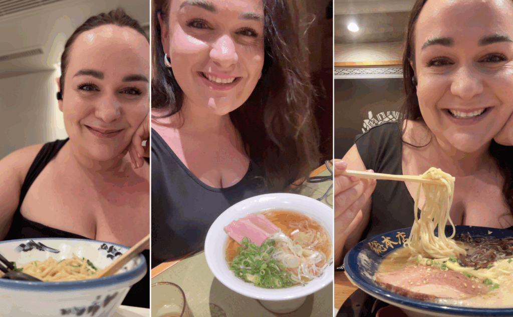 Ellie eating different kinds of ramen in Japan