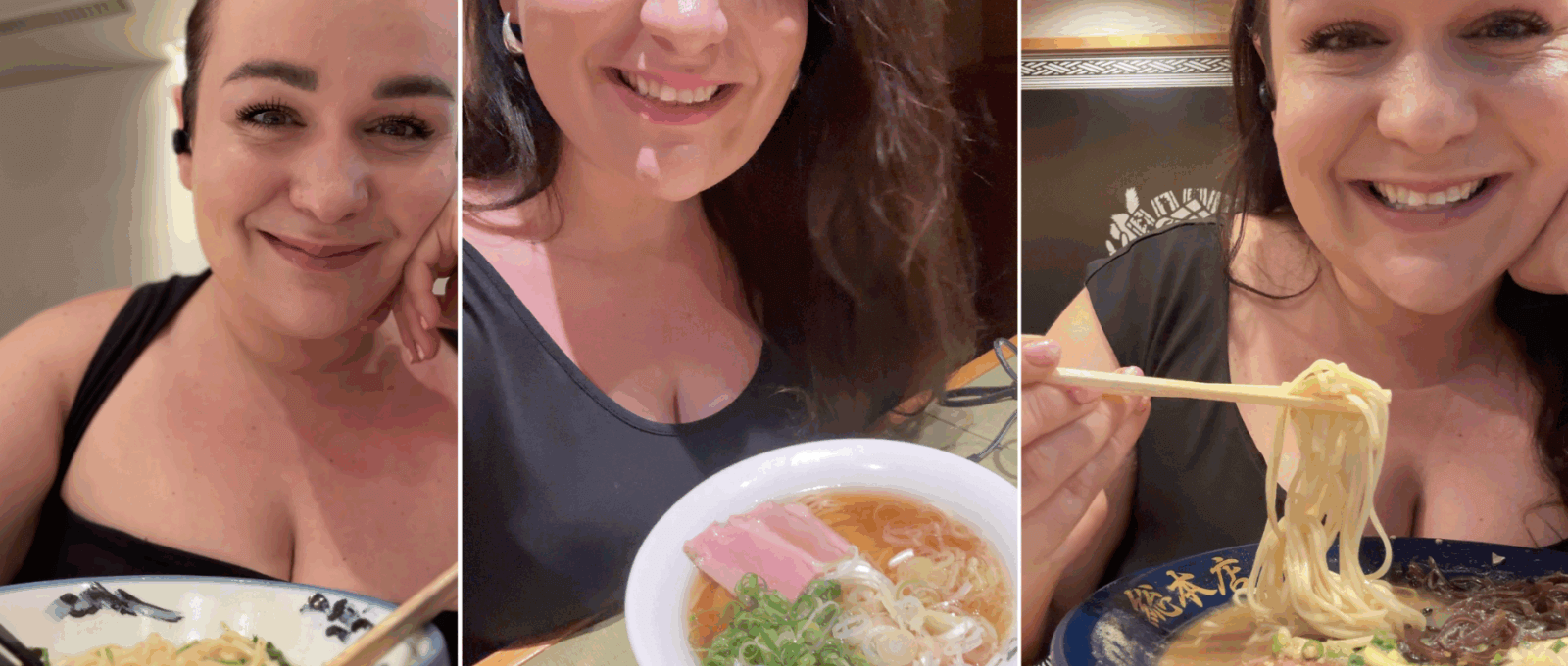 Ellie eating different kinds of ramen in Japan
