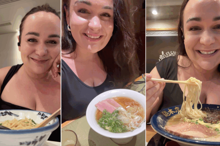 Ellie eating different kinds of ramen in Japan